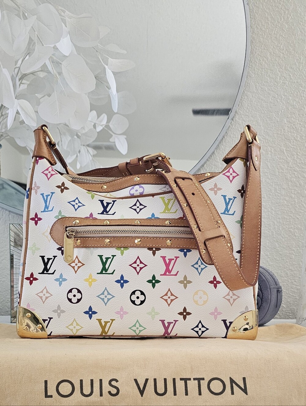 EUC Louis Vuitton Takashi Murakami Boulogne Medium hobo bag